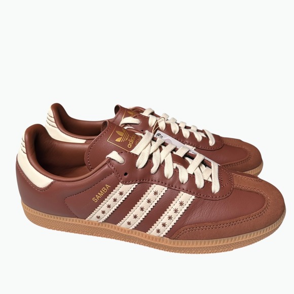 adidas Shoes - Adidas Samba OG W Women Size 9.5 Brown Leather Sneakers JR8821 Star Stripes
